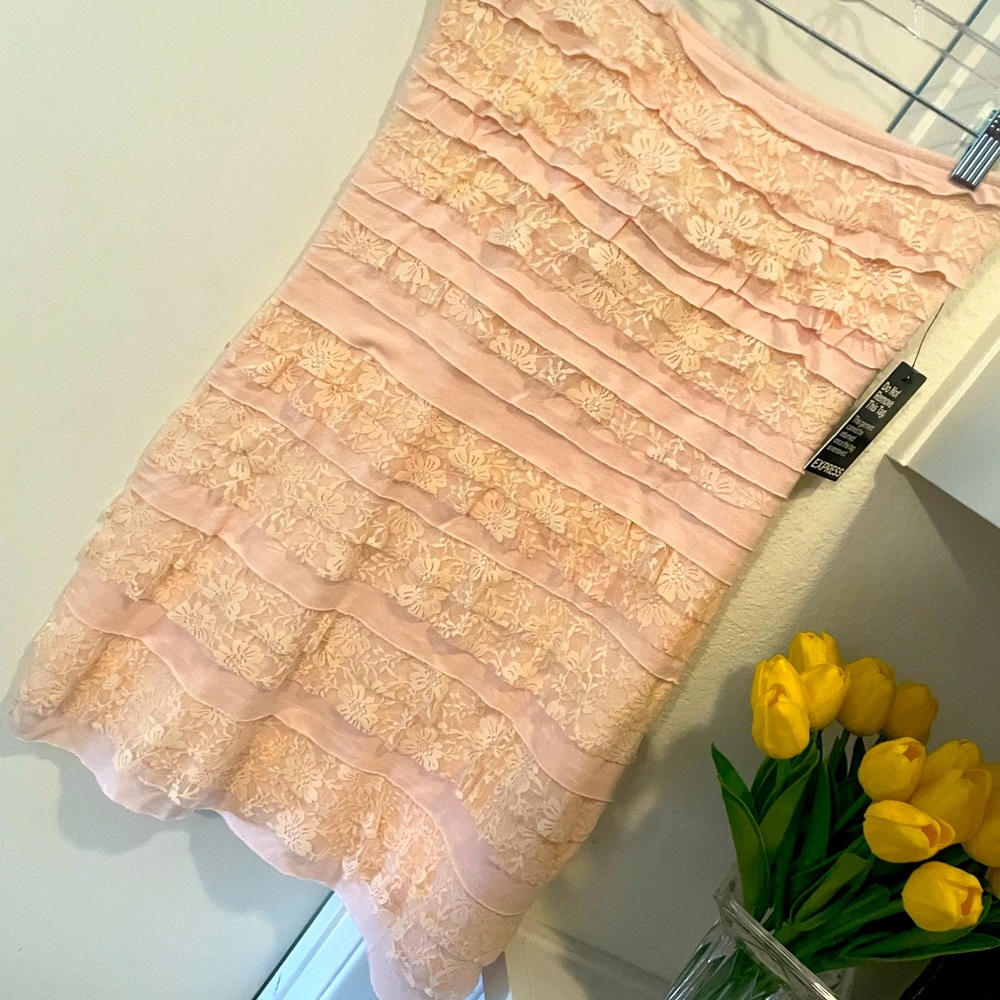 NWT Express Strapless layered chiffon tube top dress